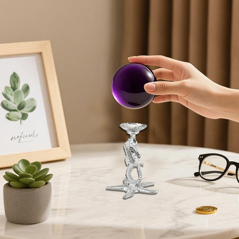 GeryVtee 4 PCS Metal Crystal Ball Stand Sphere Display Stand Crystal Holder Balls Ornament Rack Holder Metal Base Starfish Shape (Silver) - Image 5
